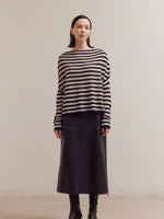Stripe Off Shoulder Knit - Black