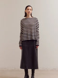 Stripe Off Shoulder Knit - Black