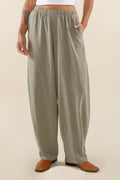 Long Linen Lantern Pant - Sage