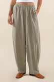Long Linen Lantern Pant - Sage