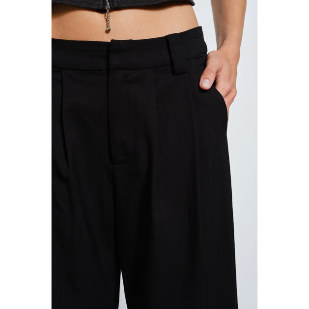 Renee Wide Leg Low Rise Pant - Black