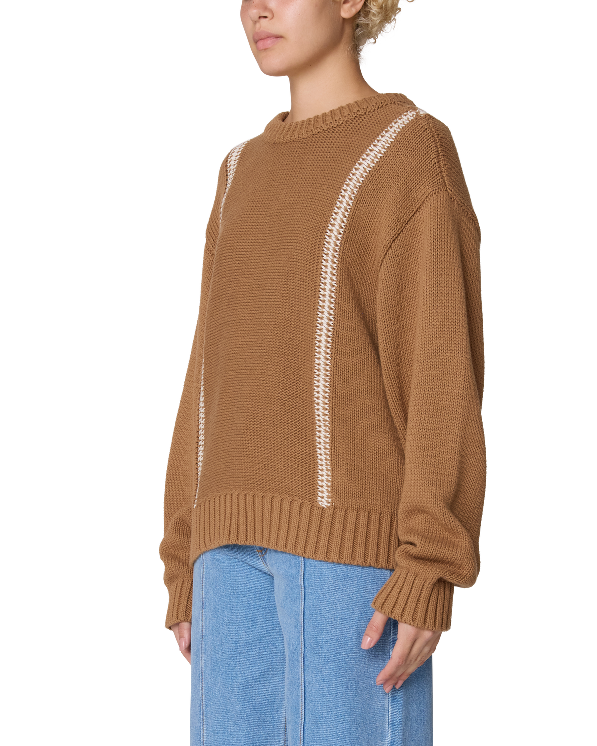 Mend Stitch Crewneck Sweater - Caramel