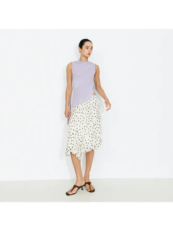 Polka Dot Ruffled Asymmetrical Hem Skirt