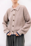 The Hans Cardigan - Taupe/Navy