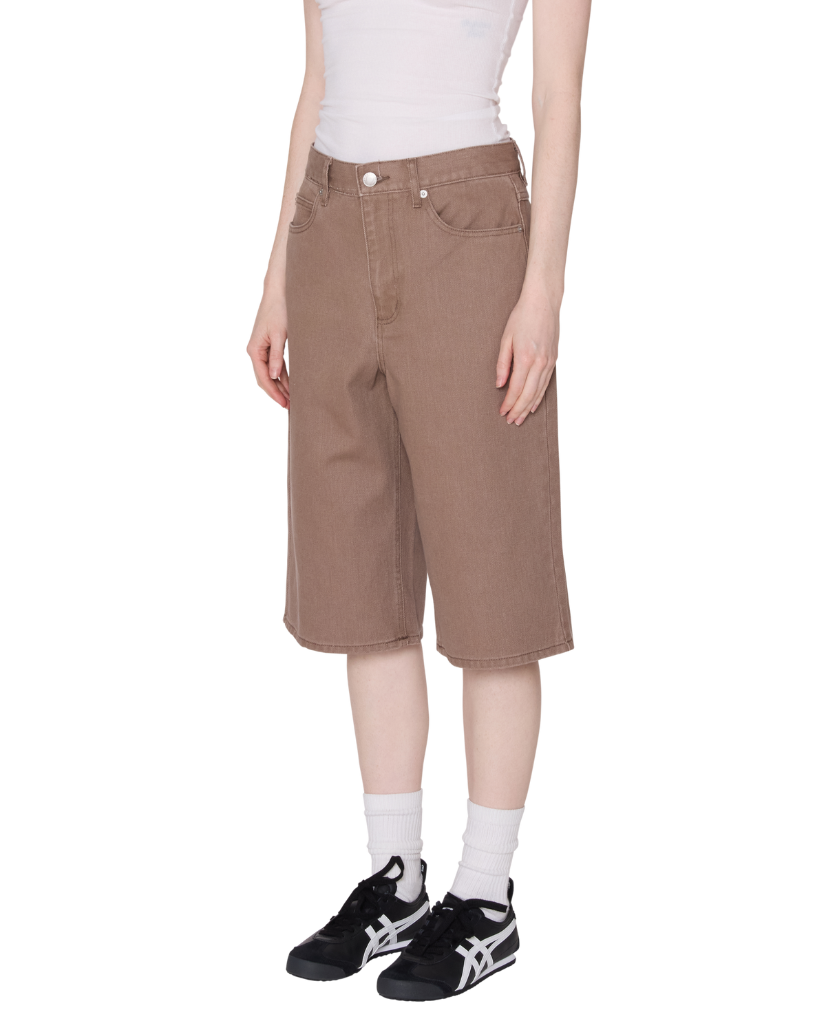 Karina Long Denim Shorts - Walnut