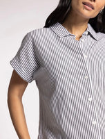 Fawn Shirt - White/Black/Olive Stripe
