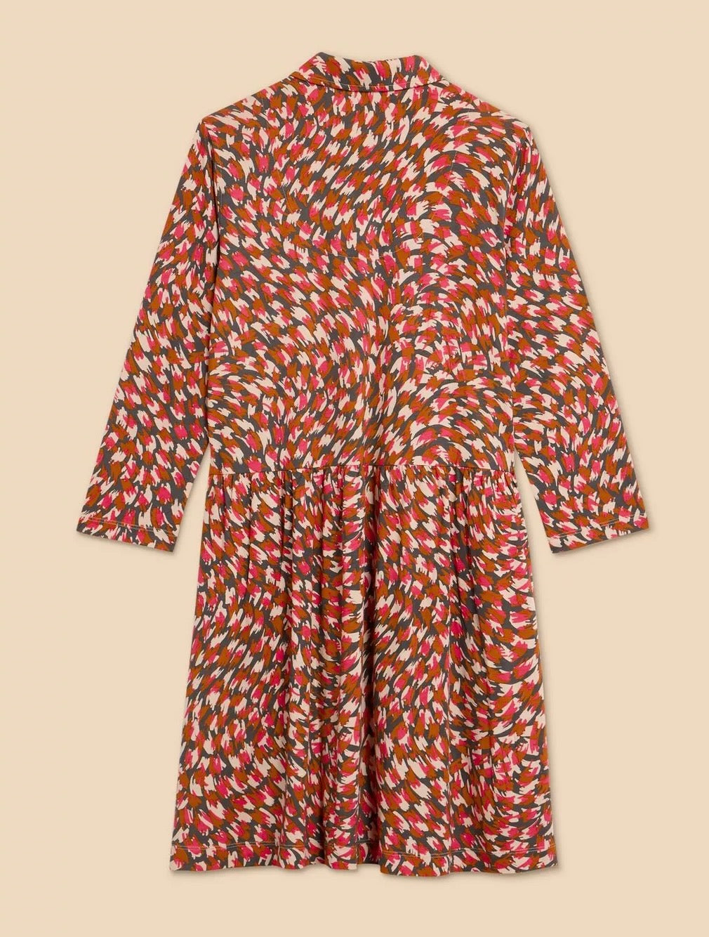 Everly Jersey Shirt Dress - Pink Print