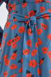 Poppy Print Short Wrap  Dress