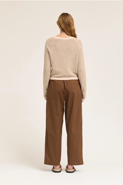 Poplin Cotton Loose Fit Pants - Tobacco