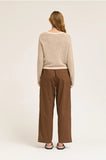 Poplin Cotton Loose Fit Pants - Tobacco