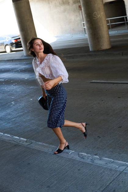Bias Midi Slip Skirt - Domino Dot