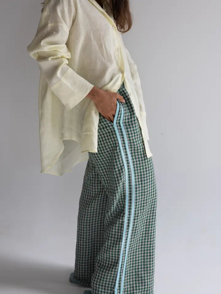 Linen Pant - Green Check