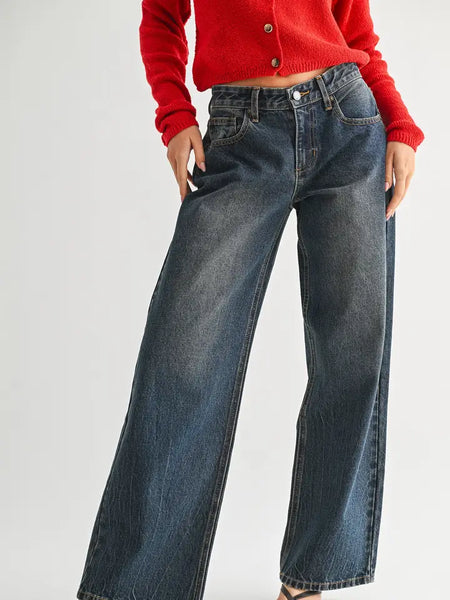 Baggy Wide Leg Jean - Vintage Dark