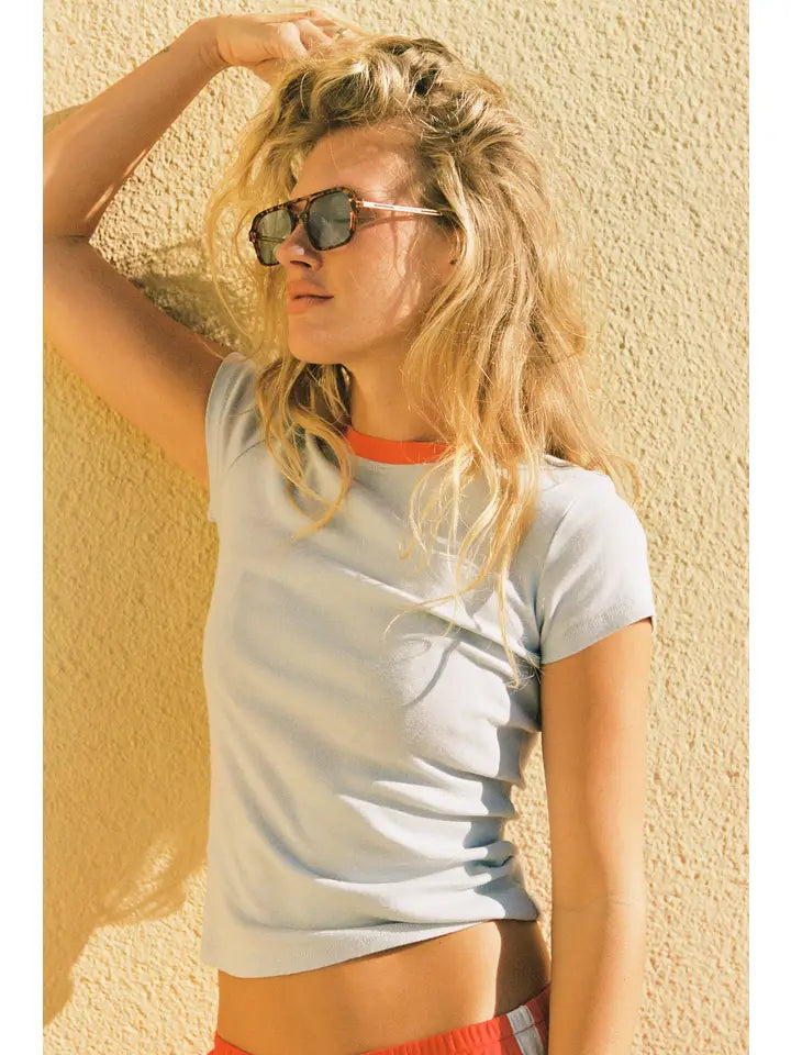 Bebe Ringer Tee - Baby Blue