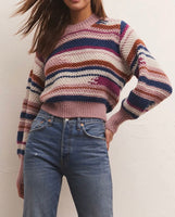 Asheville Stripe Sweater - Magenta Punch