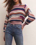 Asheville Stripe Sweater - Magenta Punch