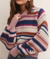 Asheville Stripe Sweater - Magenta Punch