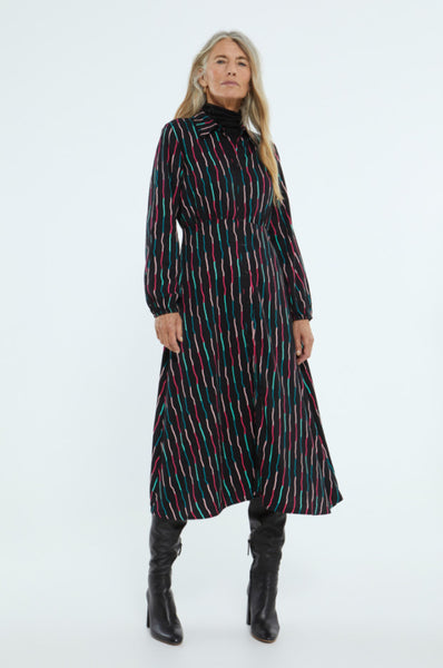 Wavy Stripe Midi Shirt Dress