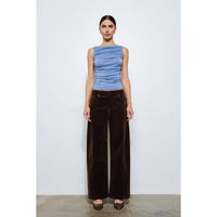Catalina Draped Sleeveless Top - Light Blue