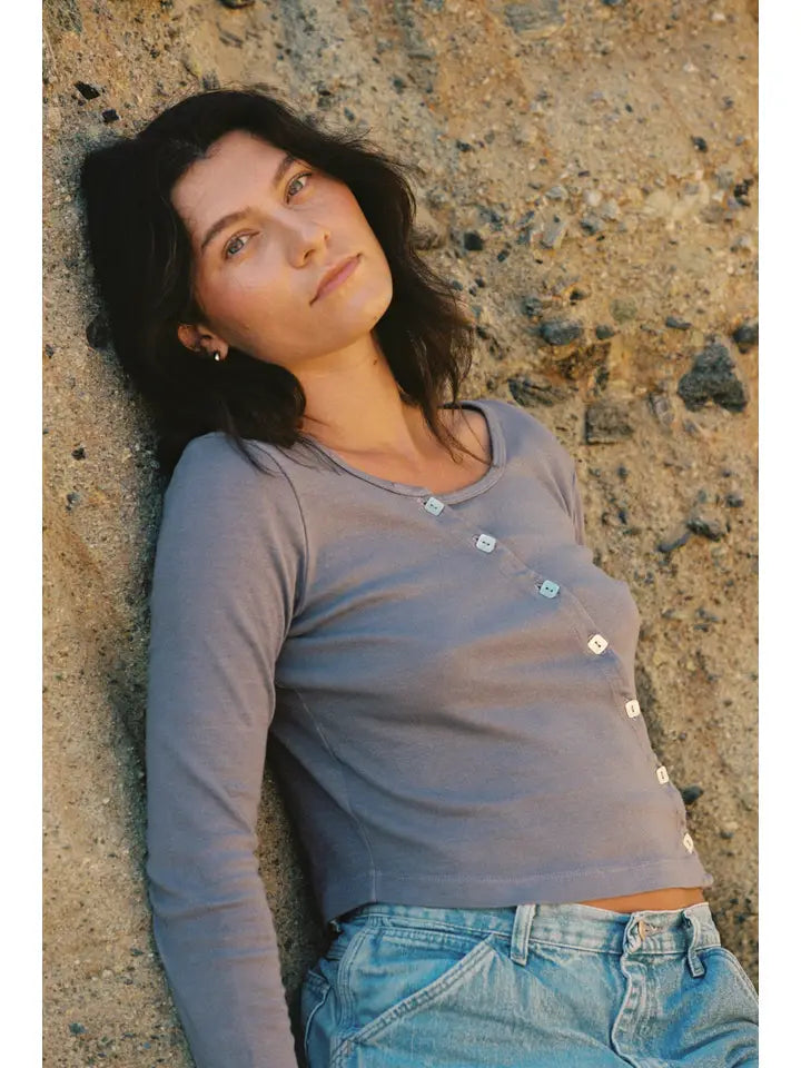 Organic Slant Cardi - Lavender
