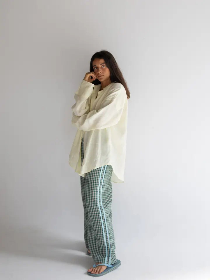 Linen Pant - Green Check