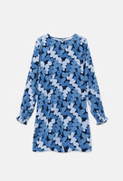 Blue Abstract Print Short Dress