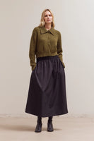 Button Up Collar Neck Cardigan - Dark Moss