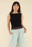 Russ Boatneck Lined Mesh Tank - Black