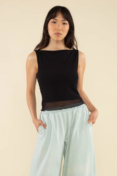 Russ Boatneck Lined Mesh Tank - Black