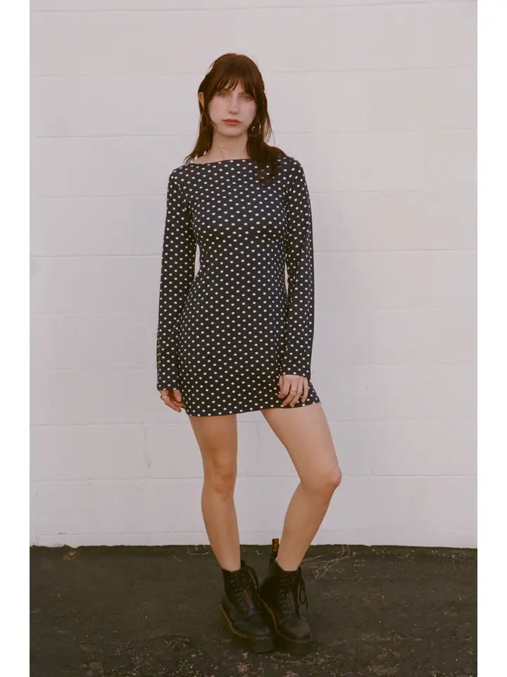 Boatneck Dress - Domino Dot