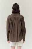 Shirred Back Cotton Shirt - Umber