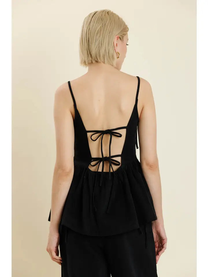 Bow Trim Peplum Top