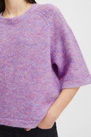 Daisie Short Sleeve Sweater- Lavender Melange