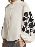 Shirt With Embroidered Sleeves