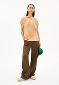 Idaara Stripes Organic Cotton T Shirt - White/Light Tangerine