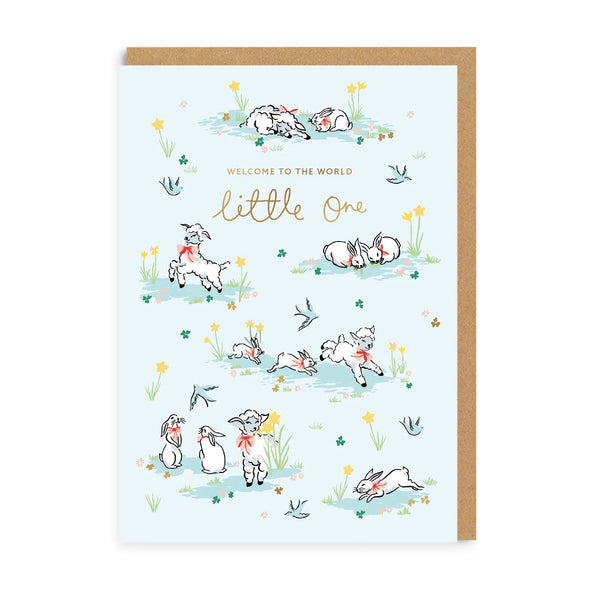 Cath Kidston Hello Little One Lambs Greeting Card