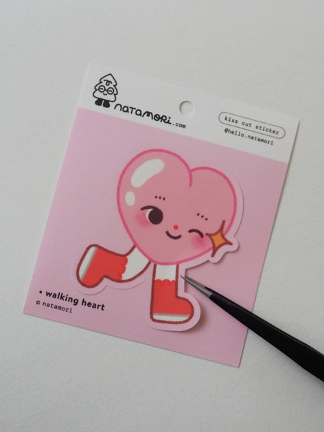 Walking Heart Kiss Cut Vinyl Sticker