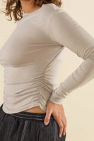 Effie Shirred Waist Top - Mushroom