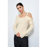 Cecily Asymmetrical Tie Sweater - Oatmeal