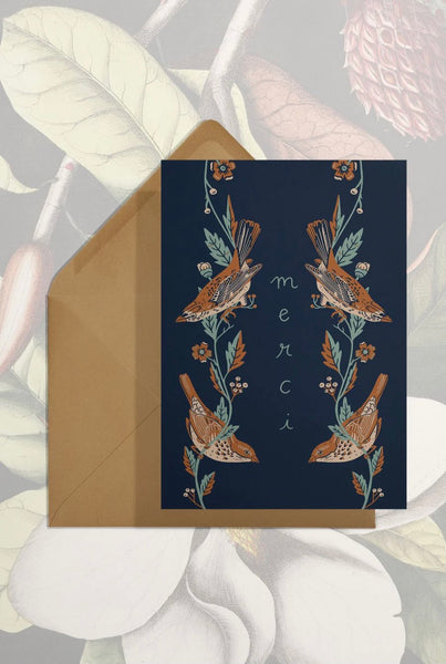 Merci (Finches) Greeting Card