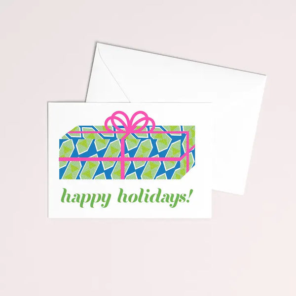 Zigzag Present Risograph Holiday Greeting Card