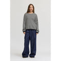 Loose Fit Cotton Sweater Top - Black/Ivory