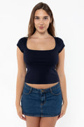 Baby Rib Square Neck Cap Sleeve Tee