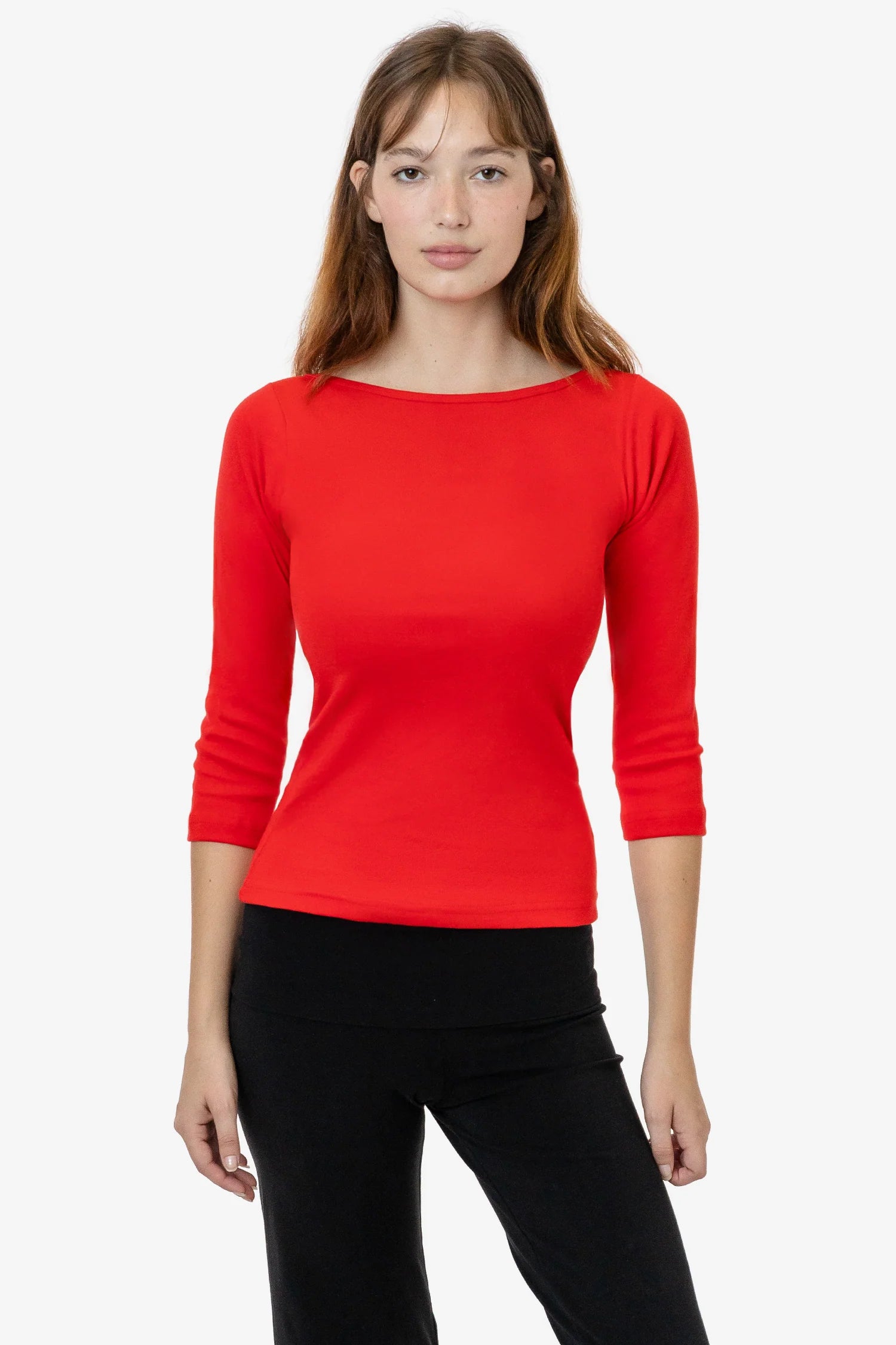 Baby Rib 3/4 Sleeve Boatneck Top