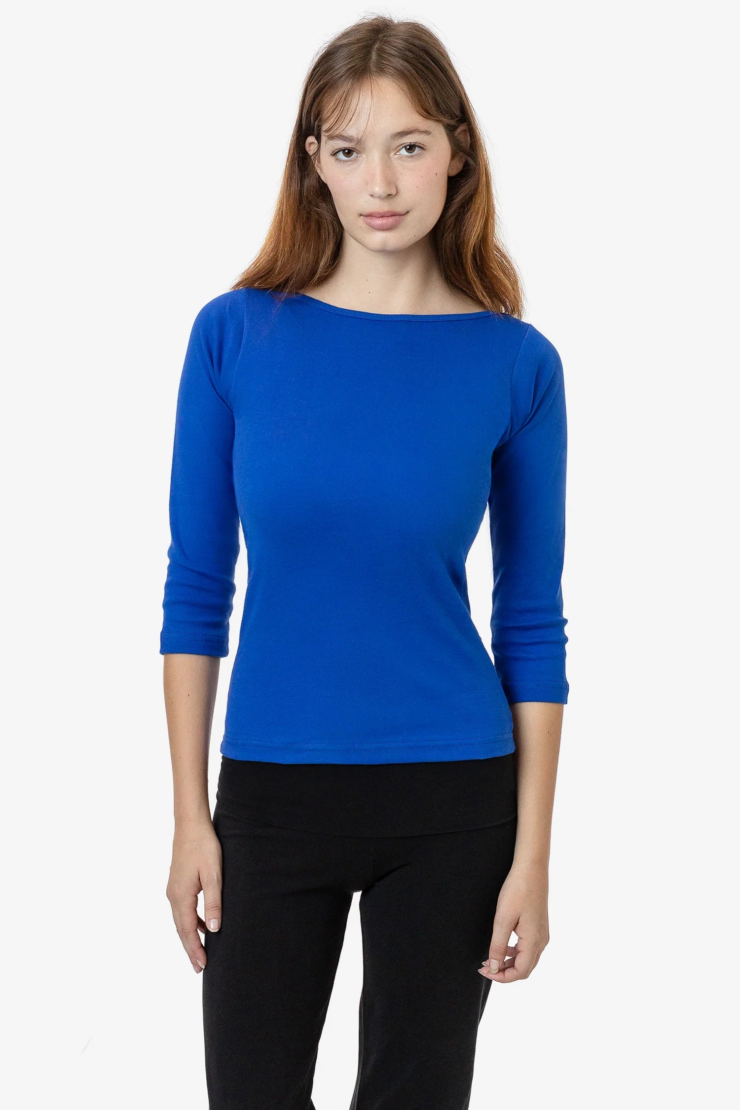 Baby Rib 3/4 Sleeve Boatneck Top