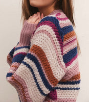 Asheville Stripe Sweater - Magenta Punch