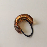 Wide Double Arch Resin Ponytail Hair Tie - Brown