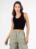 Bamboo Rib Deep Scoop Neck Tank