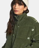 Eezeh Embroidered Puffer Jacket - Leaf