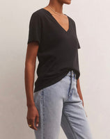 Girlfriend V Neck Tee - Black